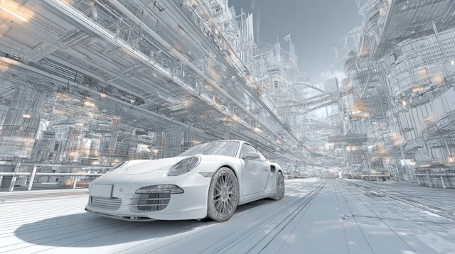 3D Car Wallpaper Futuristic Cityscape