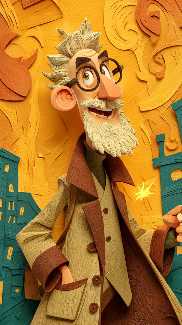 Cheerful Wizard Professor 3D Cartoon