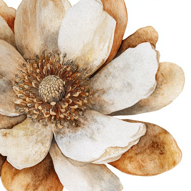 Watercolor Flower Illustration Neutral Tones