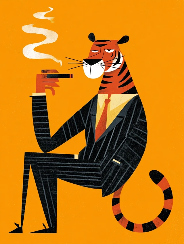 Tiger Illustration in Distinctive Art Style