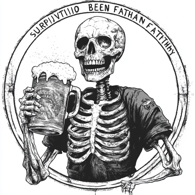 Skeleton with Beer Dad Life Illustration