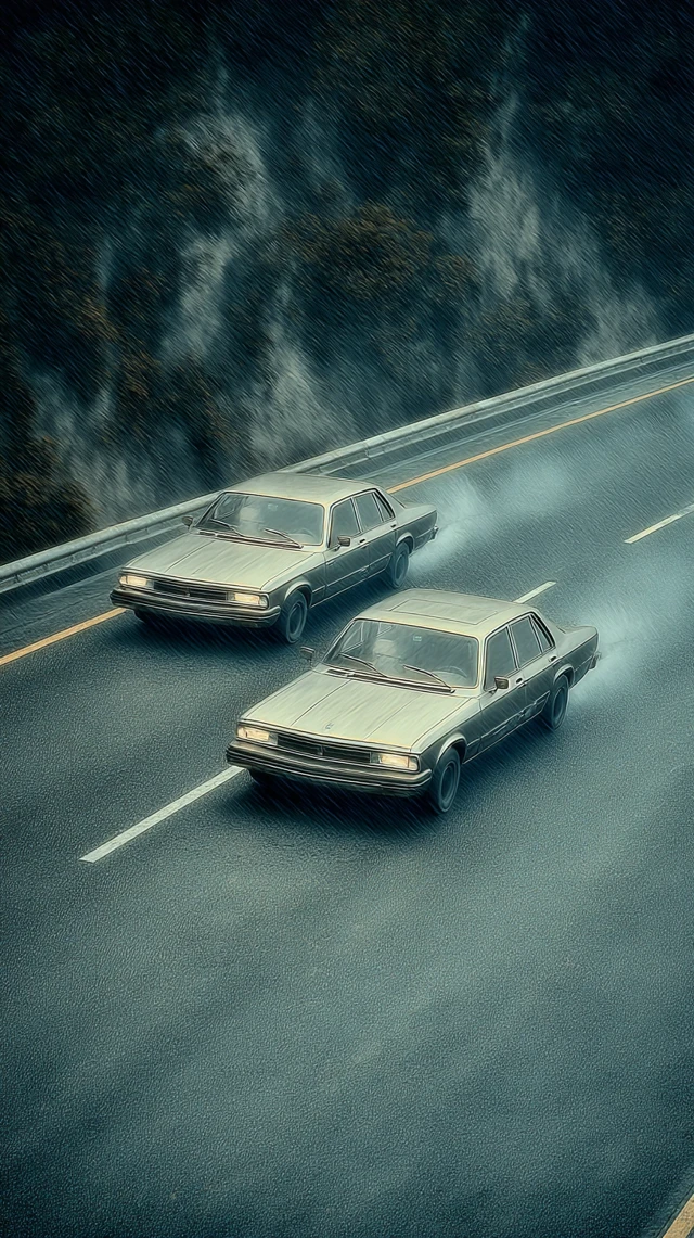 Soviet Sedans Race Across Eastern European Highway