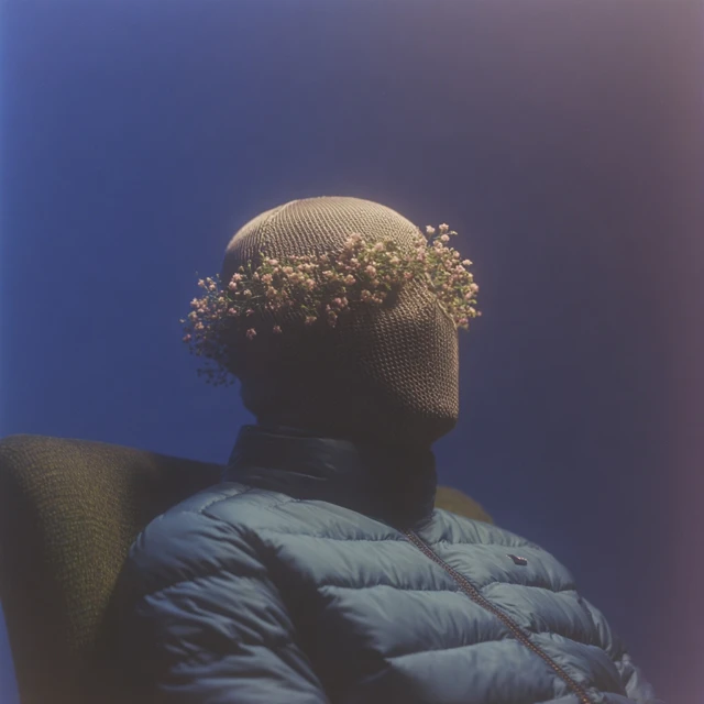 Dreamy Portrait Man Flowers Blue Aesthetic