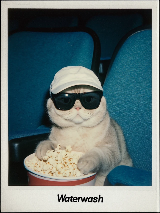 Retro Cat at the Movies: 80s Polaroid