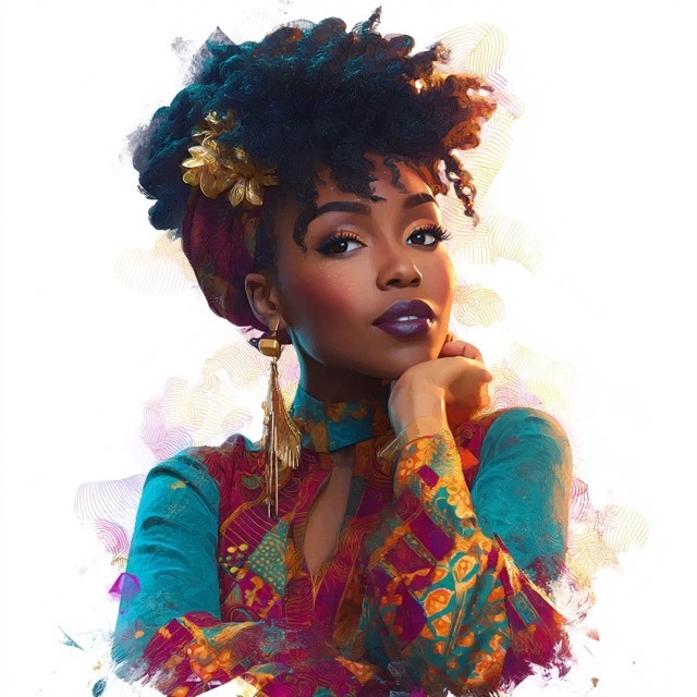 Digital Portrait Radiant Melanated Woman
