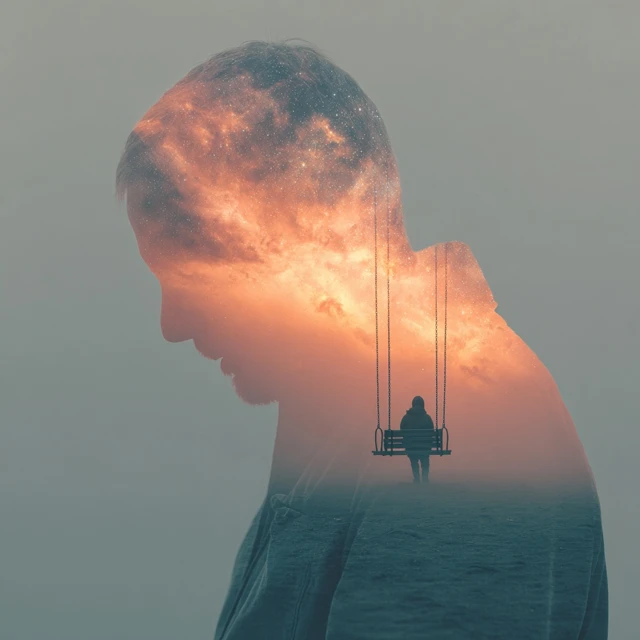 Double Exposure Photography of Loneliness and Contemplation