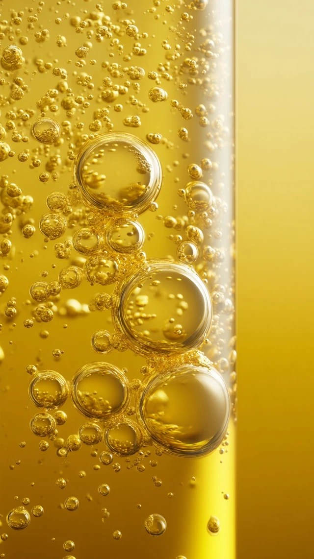 Yellow Essence Oil Bubbles Product Photography