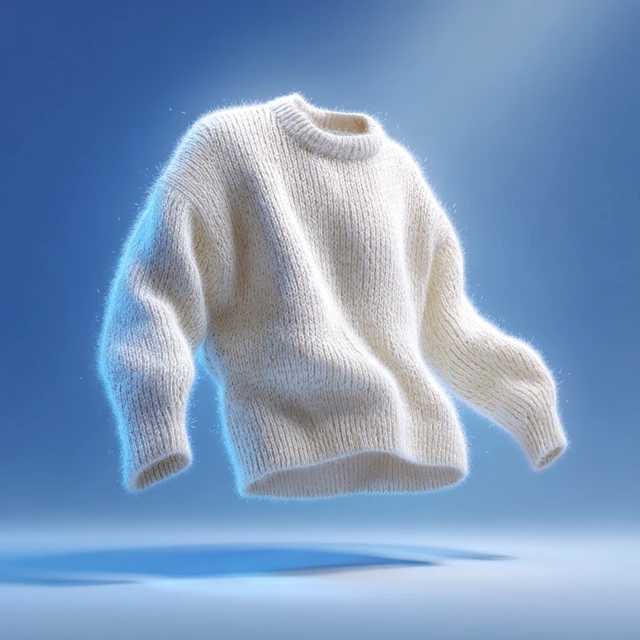 Luxury White Wool Sweater Floating MidAir