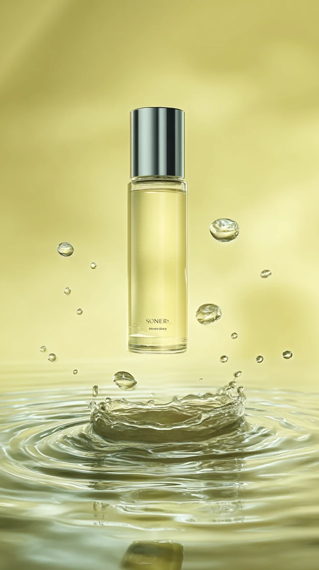 Perfume Essence Bottle with Water Ripple Reflections