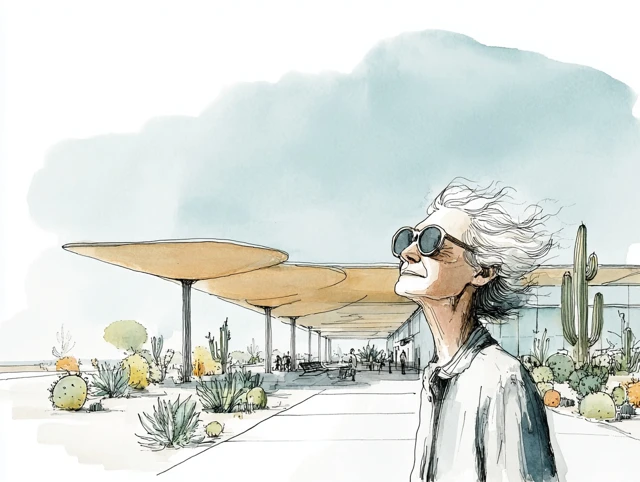 Older Woman at Airport Watercolor Sketch