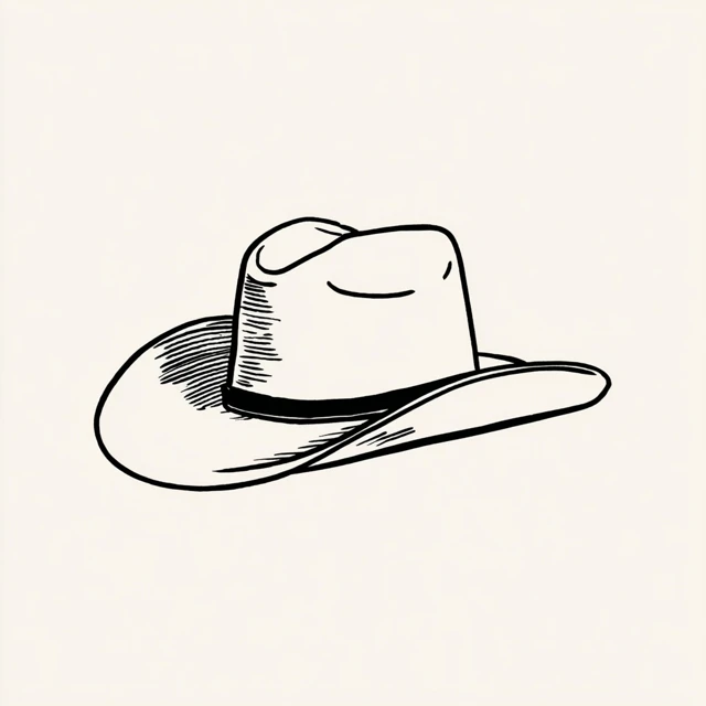 Cowboy Hat Simple Line Art Illustration