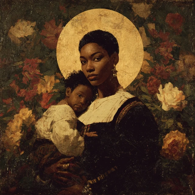 Black Mother and Child Renaissance Painting