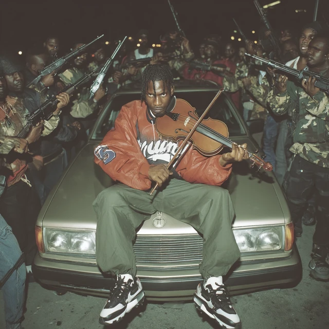 Gangster Rapper Playing Violin 90s Scene