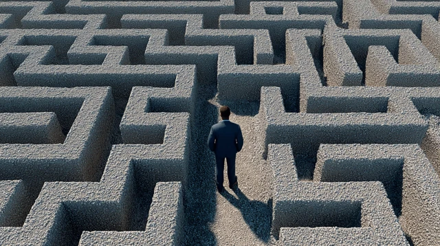 Businessman in a Maze Business Challenges