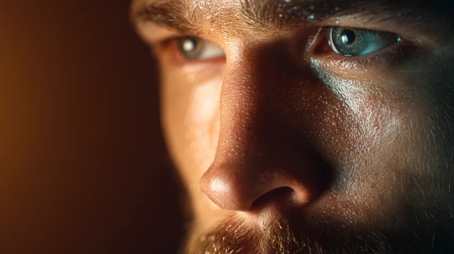 Intense Portrait of a Man Expressing Emotion