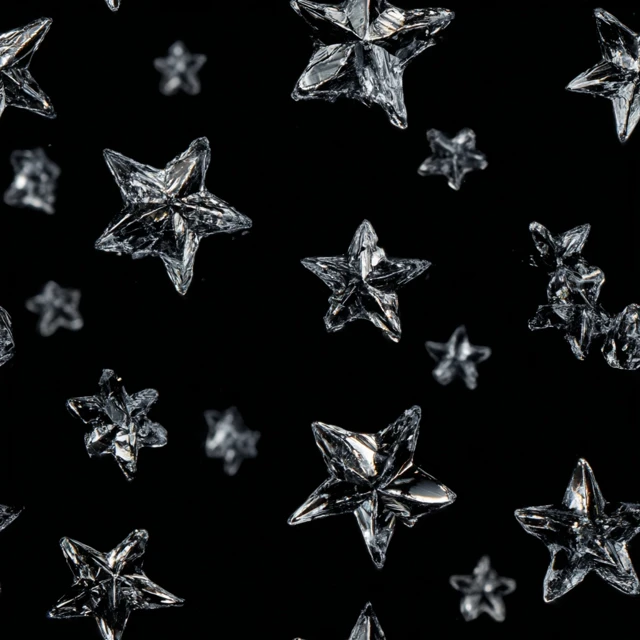 Star Shaped Crystals on Black Background