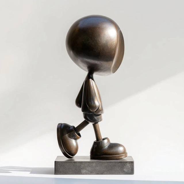 Bronze Sculpture Walking Boy Minimalism