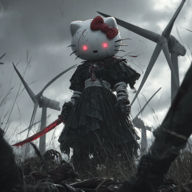 Hello Kitty Zombie: Grimdark Fantasy Art