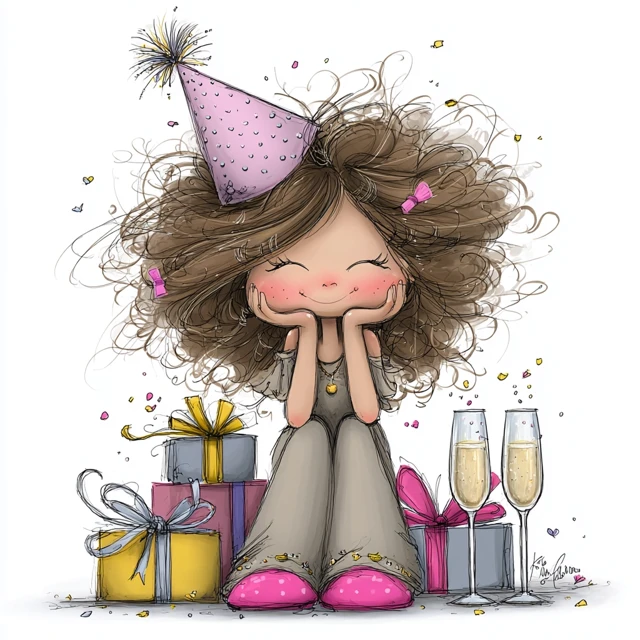 Birthday Girl Cartoon Illustration
