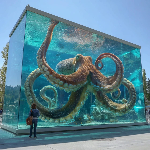 3D Aquarium Billboard with Octopus