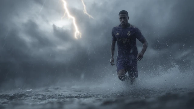 Achraf Hakimi Walking on Water Dramatic Football Photo
