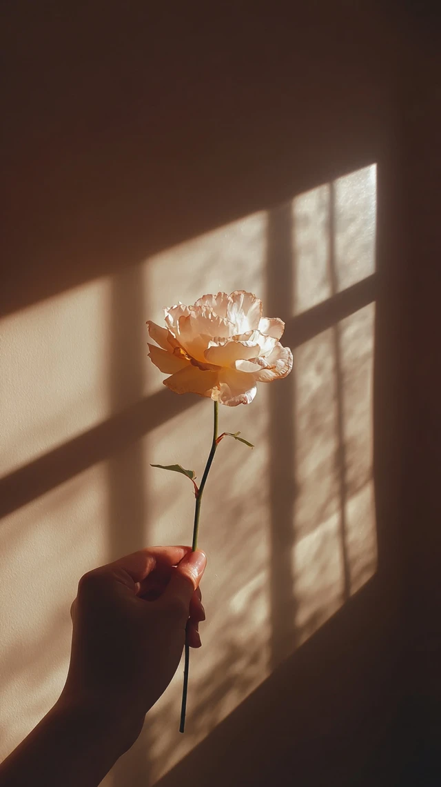 Hand Holding Rose Silhouette Photography