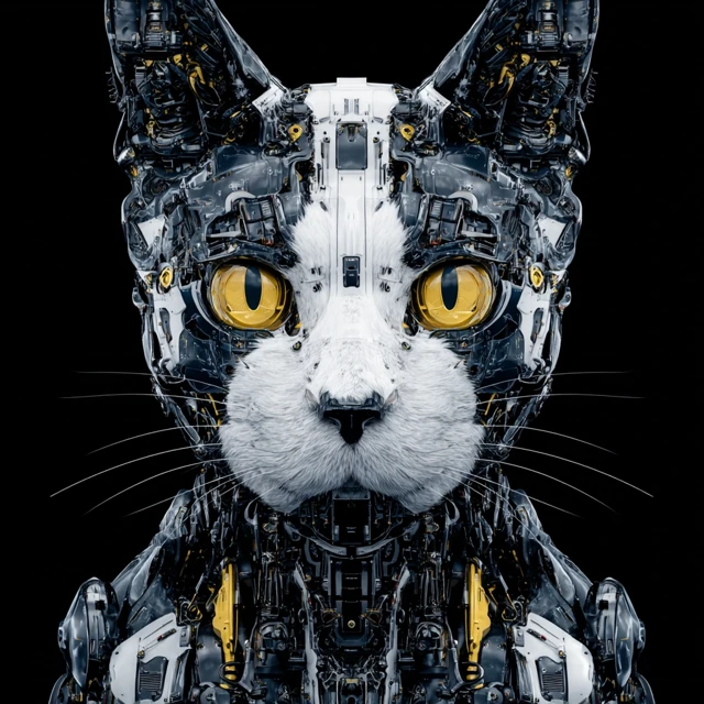 Futuristic Robot Cat Face