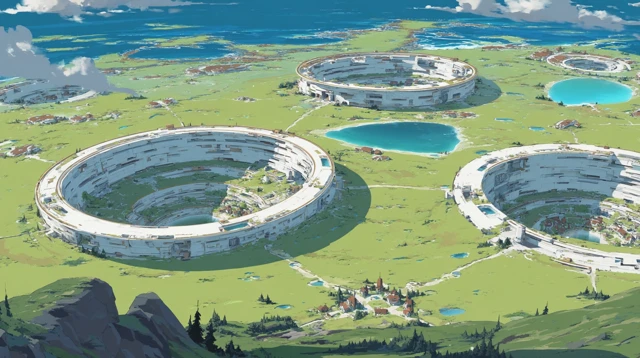 Anime City Walls in the Grassland
