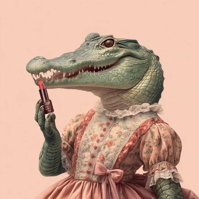 Crocodile in a Dress Funny Portrait