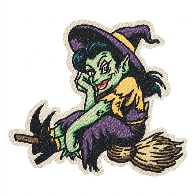 Vintage Witch Tattoo Illustration Retro Cartoon
