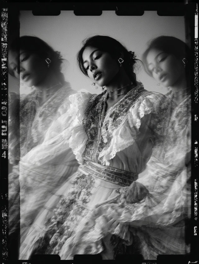 Mexican Woman in Chiapas Dress 90s Film Photo