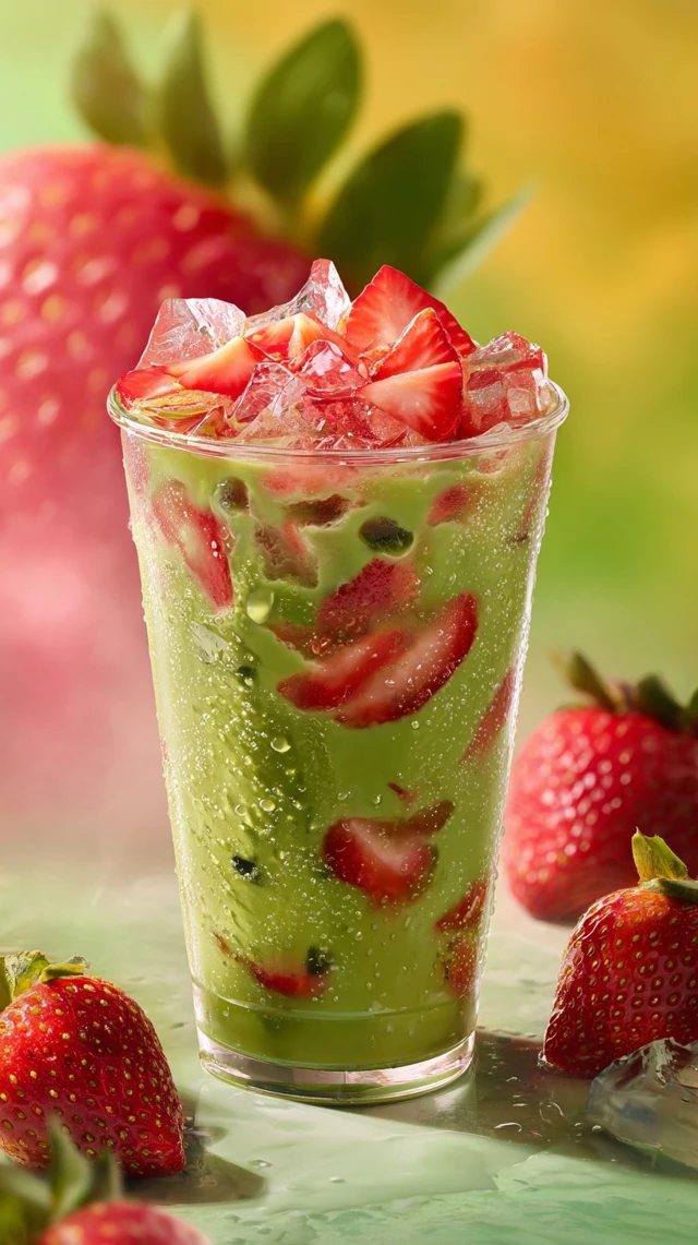 Strawberry Matcha Latte Refreshing Drink