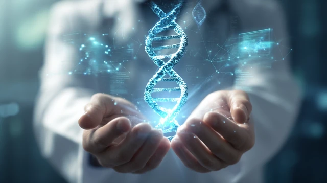 Doctor Holding DNA Structure Medical Science
