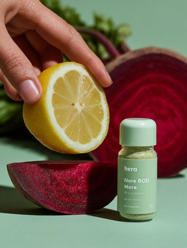 Lemon Beet Capsule Product Photography