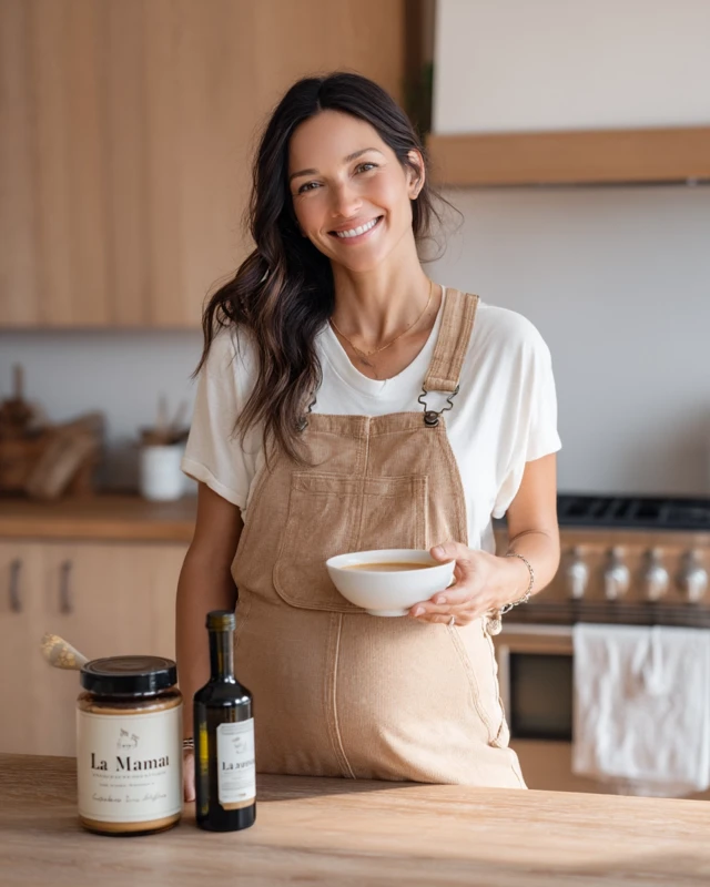 Pregnant Woman in Kitchen Advertising Campaign