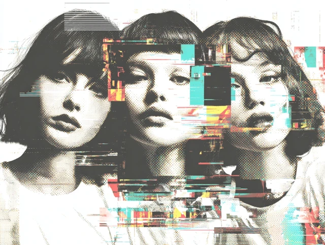 Glitch Art Portrait of Women
