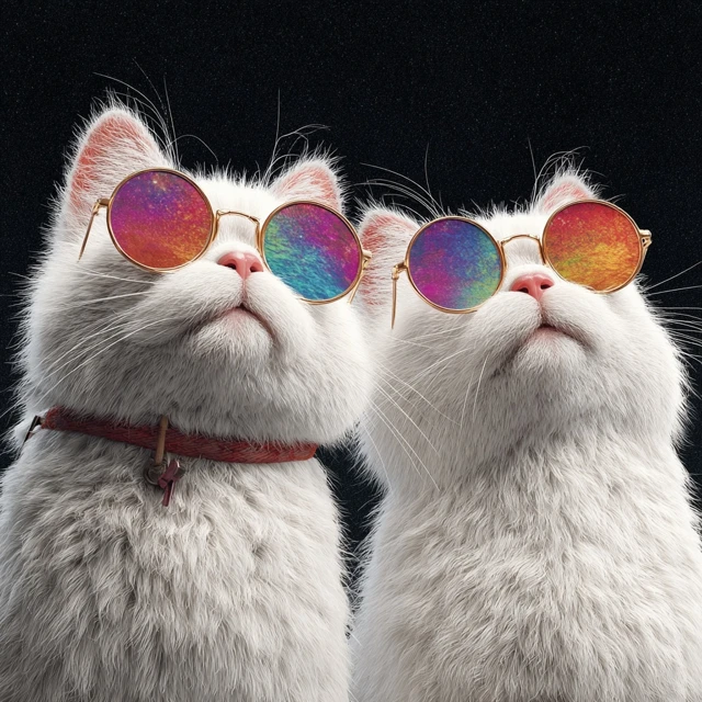 Cute White Cats with Sunglasses