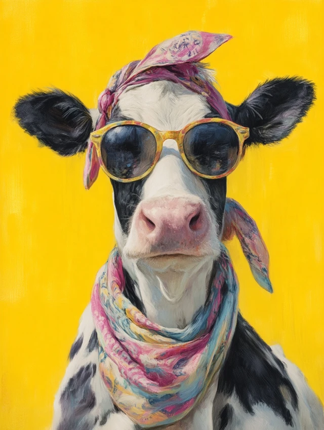 Cool Cow in Sunglasses Art Print
