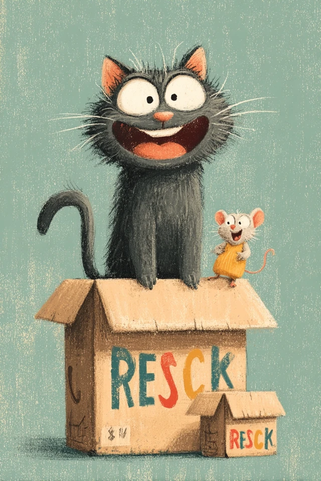 Happy Cat and Mouse Cartoon Illustration