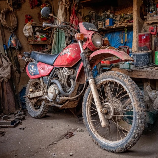 Vintage Yamaha XT600 Motorcycle In Gritty Garage
