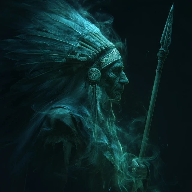 Ghostly Indian Warrior Chief Fantasy Art