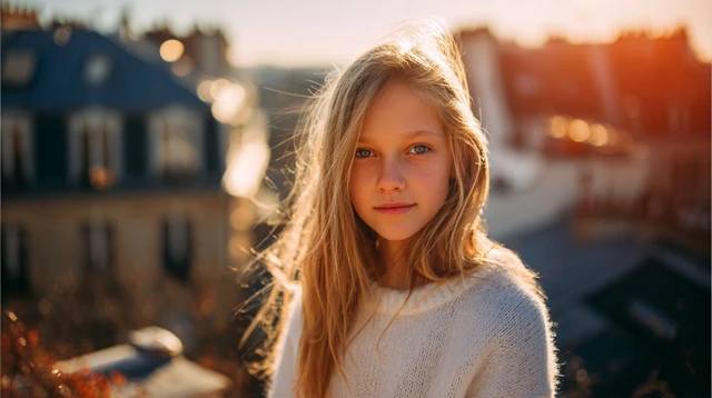 French Girl in Sunlight Portrait Photography