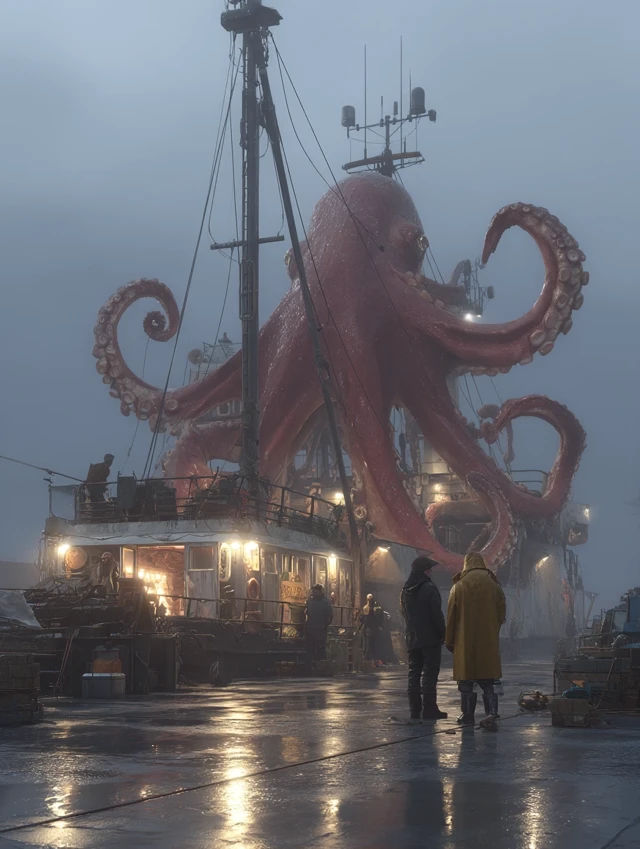 Giant Octopus Attacks Fishing Boat