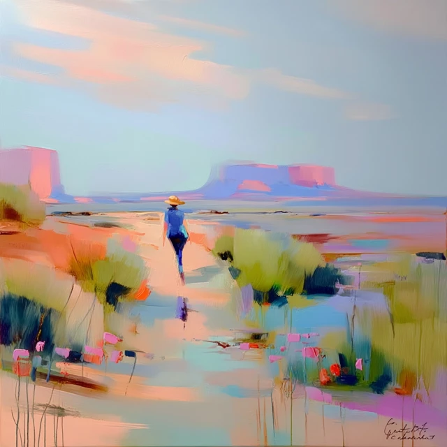 Abstract Southwest Desert Oil Painting by Helen Frankenthaler