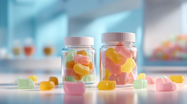 Gummy Candies in Jars Sweet Factory Illustration