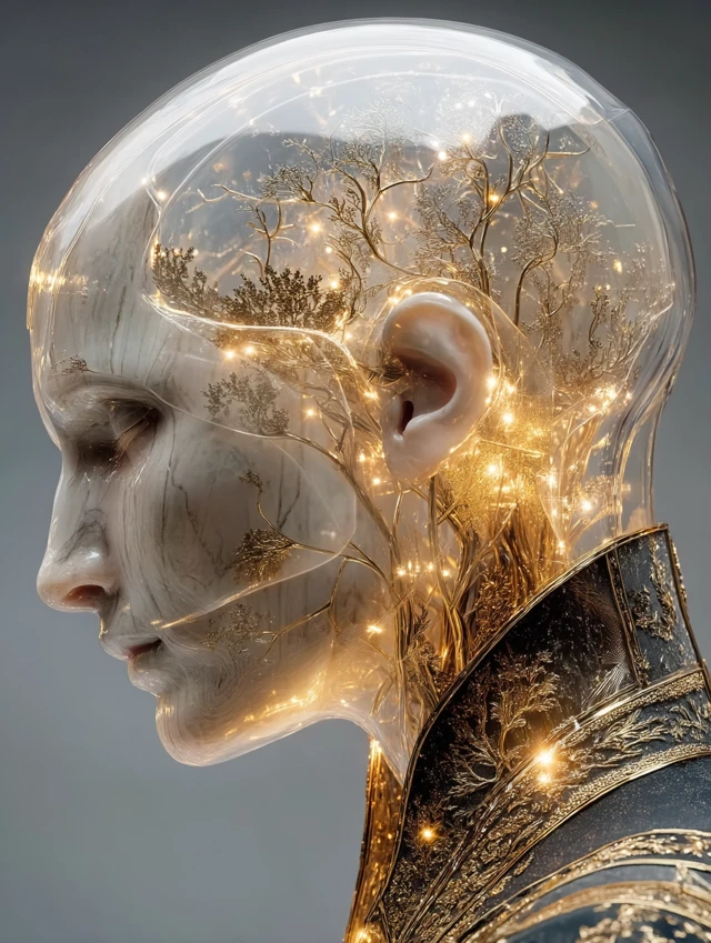 Cyborg Head Portrait Cinematic Lighting