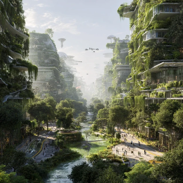 Futuristic Indian City: Nature and Technology Harmony