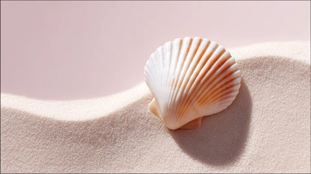 Seashell on Pastel Sand Minimalist Beach Concept