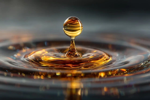 Golden Droplet Impact Photography