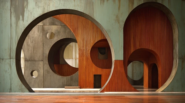 Architectural Abstract Wood Grain Design Trompe LOeil